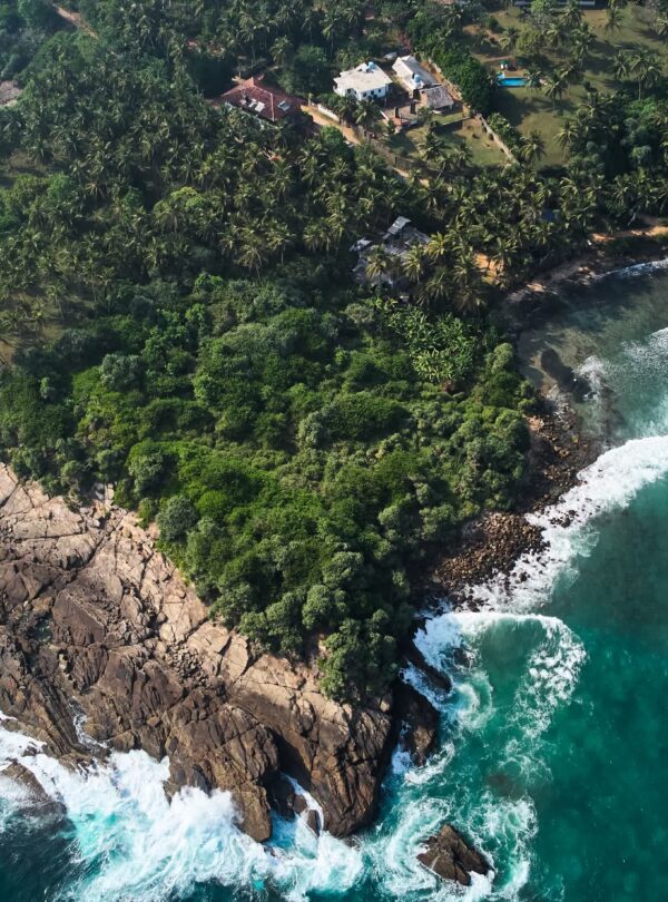 Aerial view of Mirissa Beach in Sri Lanka