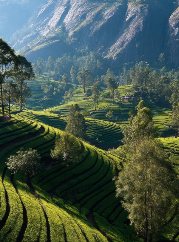 Tea plantations in Nuwara Eliya, Sri Lanka
